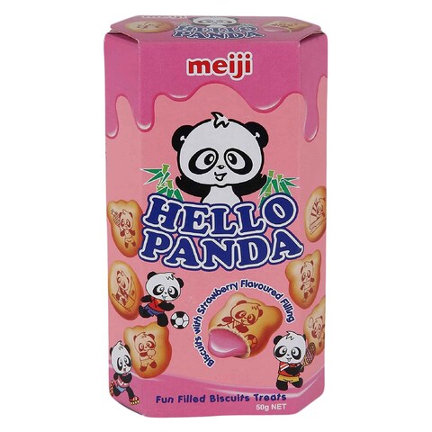 Buy Meiji Hello Panda Strawberry Biscuits 50g in Kuwait