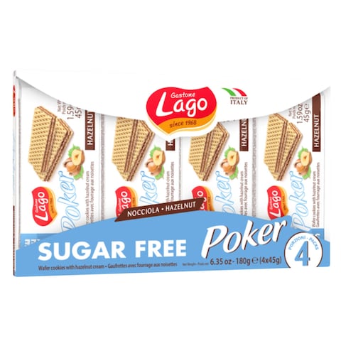 Gastone Lago Mini Hazelnut Sugar Free Wafers 45g x Pack of 4