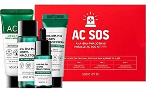 Somebymi Aha.Bha.Pha 30Days Starter Limited Edition 4 Pcs Set (Toner 30ml+Serum 10ml+Cream 20G+Miracle Acne Clear Foam 30ml) Miracle Ac Sos Kit
