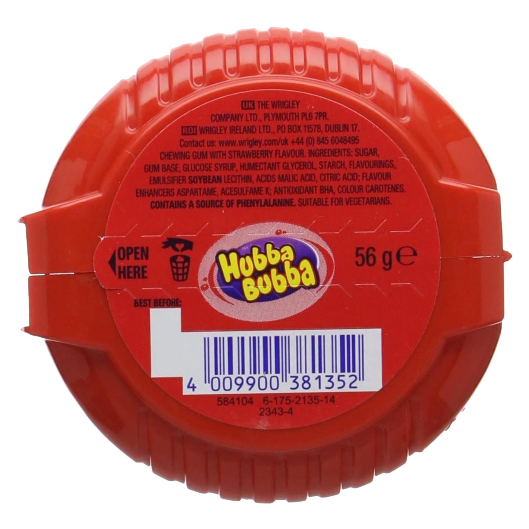 Wrigley&#39;s Hubba Bubba Mega Long Snappy Strawberry Chewing Gum Tape 56g