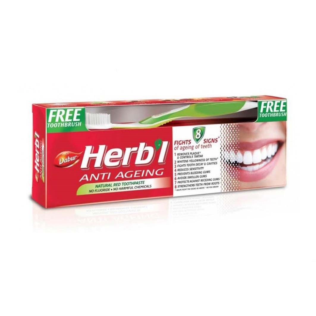 Dabur Herbal Anti Aging Toothpaste 150g + Toothbrush Free