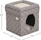 Midwest Homes For Pets Cat Cube - Cat House/Cat Condo In Fashionable Mushroom Diamond Print, 15.5Lx15.5Wx16.5H Inches