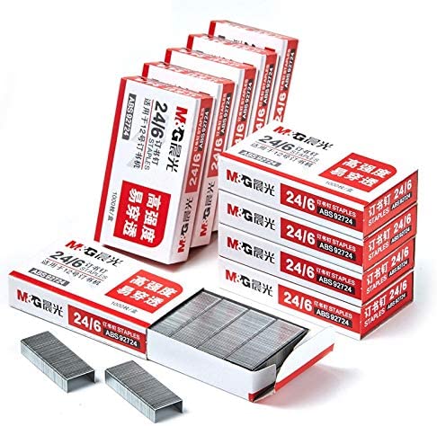 Aiwanto Office Supplies 24/6 Staples pins Suitable for #12 Staplers Stationery Stapler Pins Easy to Penetrate (10 Box/Pack, 10000-Count)