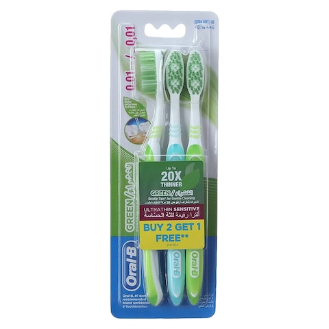 Oral B Toothbrush Ultrathin - Green - 3 Counts