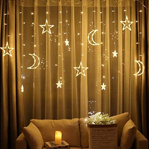 Generic - 2.5M Star Curtain Light Moon Lighting String For Indoor Outdoor Decoration - Eu Plug