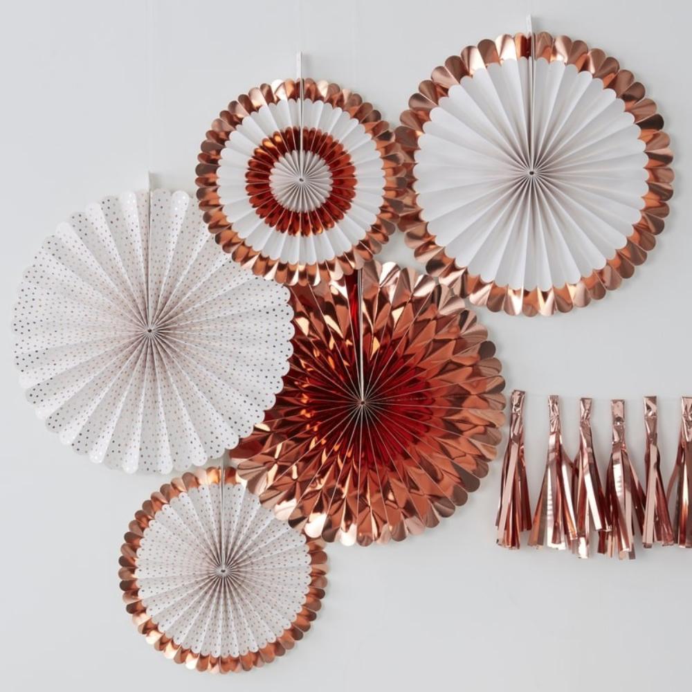 Buy GingerRay - Pick & Mix Rose Gold Fan Decorations 5pcs - Rose Gold ...