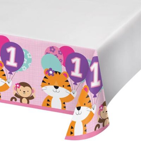 One Is Fun Girl Table Cover Border Print 54X102in 1 pc