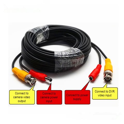 Tomvision - 30m Black BNC Security Camera Video Cable for All HD CCTV DVR Surveillance System High Quality RG59 plug DC power to BNC video camera extension cable
