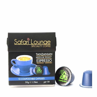Safari Lounge Tanzanian Espresso Coffee Capsules 10 Pieces