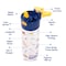 Eazy Kids Tritan Water Bottle w / Snack Box, T - Rex - Blue, 450ml