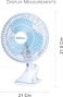 MODI 180&deg; Mini Clip Fan - 6 Inch   Desktop Portable Small Electric Fan White   Two Pin Plug Wire Small Fan for Home, Office