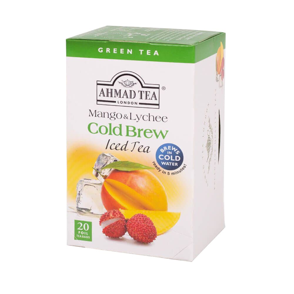 Ahmad Tea Cold Brew Mango and Lychee Green Tea – 20 Foil Ahmad Tea Cold Brew Mango and Lychee Green Tea – 20 Foil