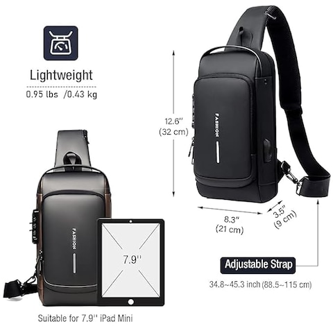 Shoulder Bag USB Charging Sport Anti-theft Backpack Travel Waterproof Bag