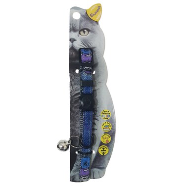 Swooosh Wheels On Jeans Cat Safe Cat Collar - Blue - pack of 3