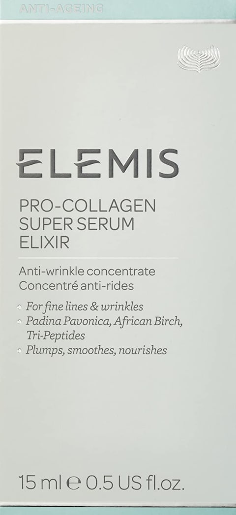 Elemis Pro Collagen Super Serum Elixir Anti Wrinkle Concentrate Nourishes, Plumps, And Smoothes The Appearance Of Fine Lines And Wrinkles 15 ml, White, 0.5 Fl Oz (Pack Of 1)