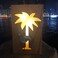Wooden Plaque Coconut Palm Tree and Flamingo Design with LED Lights 25x15cm