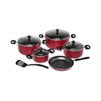 Buy Prestige Classique Non-Stick Cookware Set PR21700 Red And Black 10 PCS in UAE