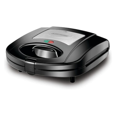 Black+Decker 2 In 1 Interchangeable Sandwich and Grill Maker 2 Slices 780 Watt - Black - TS2120-B5