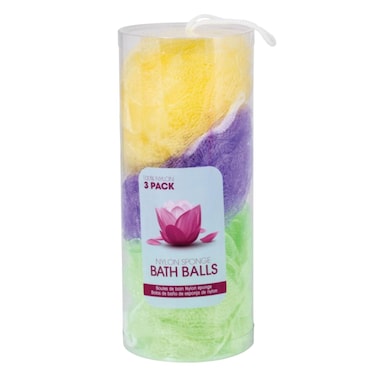 Uncle Bills Assorted Nylon Bath Sponge Balls 3 Pieces