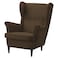 In House 2 Pieces Chair King Velvet With Two Wings And FootStool - Brown - E3