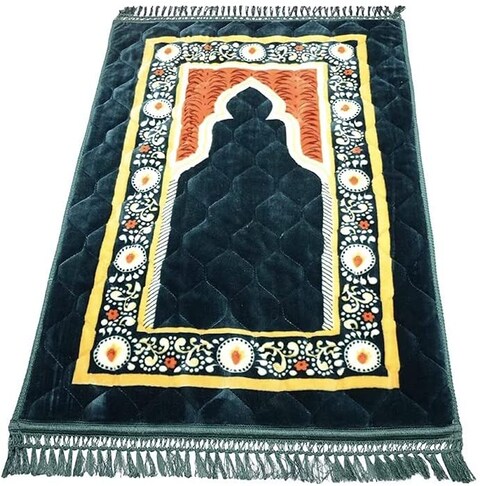 Fabienne Thick Foam Prayer Mat Anti-Slip Flannel Prayer Rug Printed 80 x 120 cm Green