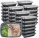 75pcs -Rectangular Disposable Food Container - Black Base With Clear Lid -28oz