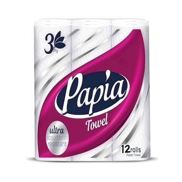 Papia 3 Layerred Kitchen Towel Roll 12 Pieces