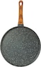 Royalford Pizza Pan, Granite Coated Die-Cast Aluminium, Rf10767, 5 Layer Construction, Strong Wood-Finish Bakelite Handle, Compatible With Gas, Hot Plate, Halogen, Ceramic