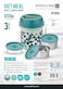 Royalford 800 ml Wonder Meal Lunch Box With 3 Containers- Rf11694 Round Boxes With Stainless Steel Inner And Super Pu Insulation, 100% Food-Grade, Bpa-Free, Airtight Container Blue