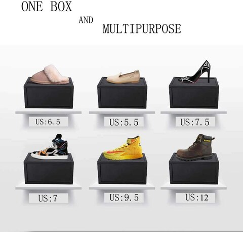 حذاء عام تخزين مربع، تكويم جودة عالية التخزين المنظم Boxes- الأسود 3 صندوق مجموعة، متاجر الأحذية يصل حجمها إلى المملكة المتحدة 45