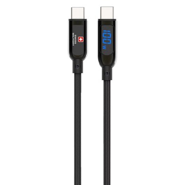 Swiss Military Type C To Type C Premium Braided Data Sync Charging Cable Black 2m