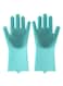 Generic Magic Silicone Gloves With Wash Scrubber Blue 32X16cm