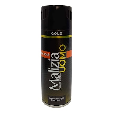 Malizia Uomo Gold Eau DE Toilette Deodorant 150ml + 50ml Free