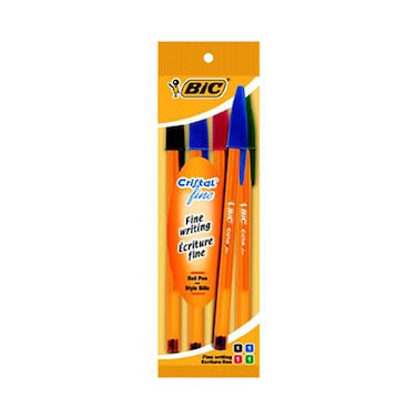 Bic Cristal Fine Pen Assorted 0.8MM 4 Pieces