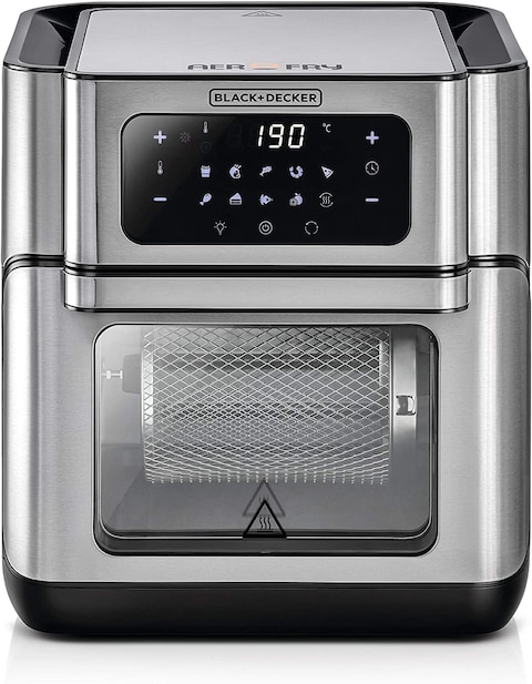 Black+Decker Digital Air Fryer Oven, 12L, Silver - AOF100-B5, 2 Year Warranty