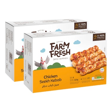 Buy Farm Fresh Chicken Seekh Kabab 320g Pack of 2 Online | Carrefour UAE