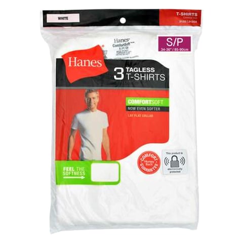 Hanes Men T-shirt Small Size White x3 Pieces