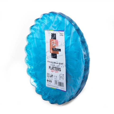 Fun Festive Crystal Like Platters Blue 27cm 5 PCS