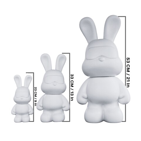 DIY MONEY SAVING COOL BUNNY (8.6 inch - 23 cm) ACRYLIC FLOW POUR PAINT SET COLORS: Light-Pink, Silver, Black. Dubai Drip Arts and Crafts.