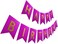 Party Time Fuhsia Pink Glitter Birthday Banner, Happy Birthday Flag Banner, Pre-strung Sparkling Silver Letter Party Bunting For Birthday Party Decoration - Party Supplies