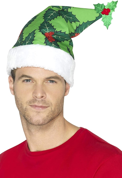 Smiffys-Holly Berry Santa Hat Green&lt; &gt;Green&lt; &gt;&lt; &gt;Any Ages&lt; &gt;