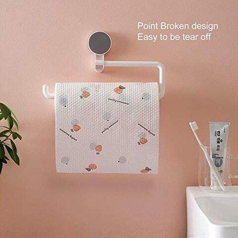 3 Rolls Disposable Cleaning Towel with Wall-mount Holder Cartoon Printed Kitchen Dish Cleaning Towel Reusable Non-Woven Fabric Dish Cloth 9.84 * 9.84in