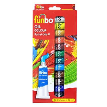 Funbo Oil Paint Set 12 Colours x12Ml Tubes