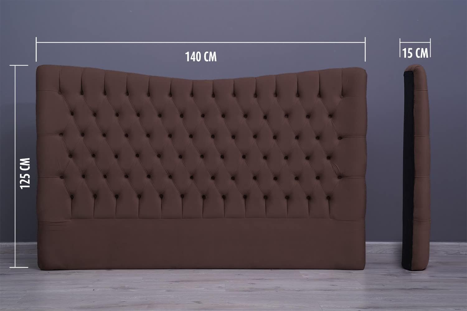 PAN Home Home Furnishings Mars Headboard Velvet Brown L-140: H-125cm 140x125 Brown