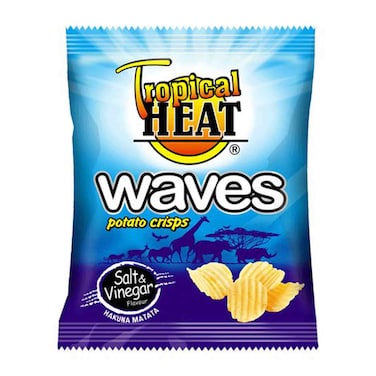 Tropical Heat Snacks Waves Salt &amp; Vinegar Potato Crisps  125G
