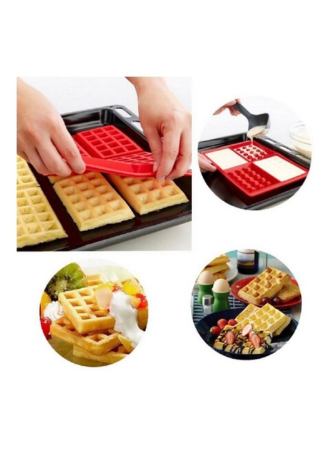 Generic Waffle Baking Mould Red 27X18X2Centimeter