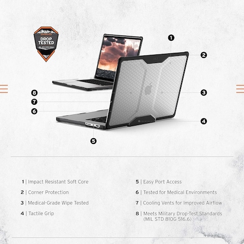 Urban Armor Gear UAG Plyo for MacBook Pro 16 inch Case (2023-2021) M3 Pro / M3 Max A2991 /M2 Pro/M2 Max A2780/M1 Pro/Max A2485 Rugged Military Grade Hard Shell Laptop Cover Translucent Clear - Ice
