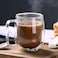 LIHAN Double Wall Glass Coffee Mugs with Handle 200ML,Clear Heat-resistant Glass Coffee Mugs for Cappuccino Cups,Espresso Cups,Tea Cups,Latte Cups,Glass Beverage