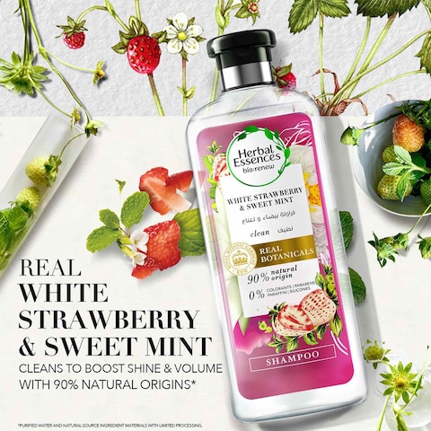 Herbal Essences Bio:Renew Natural Shampoo with White Strawberry &amp; Sweet Mint for Hair Volume 400ml