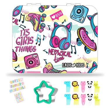 Eazy Kids 5 &amp; 4 Convertible Bento Lunch Box wt Sandwich Cutter Set - Its Girls Things